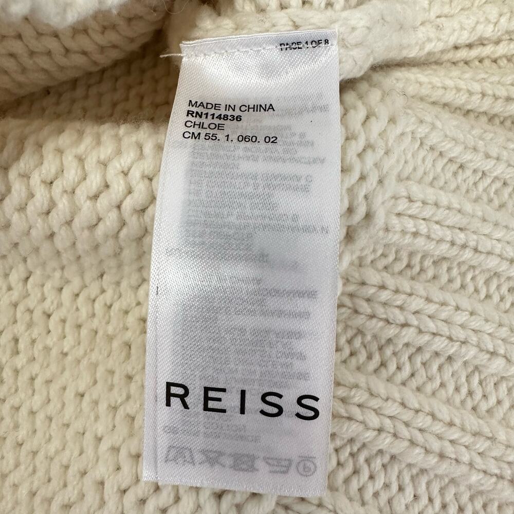 REISS Chloe Cable Knit Fisherman Sweater Tunic Cotton Wool Blend Size Small NWOT - Picture 4 of 7